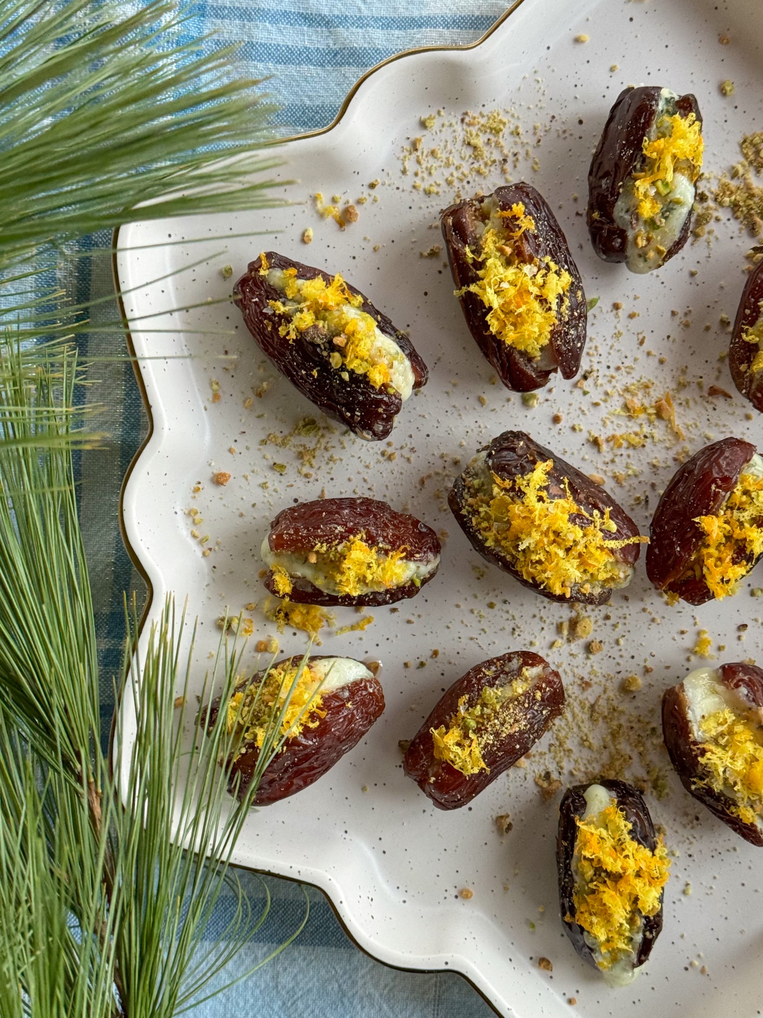 Blue Cheese Stuffed Dates with Pistachios & Orange Zest — DEER